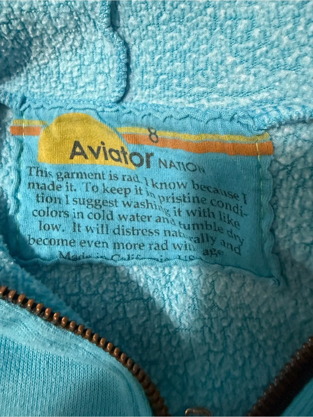 Kids' Blue Zip Hoodie aviator nation Venice 8